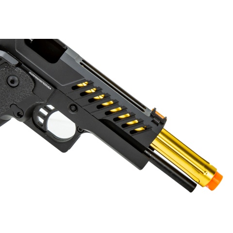 Golden Eagle 3338 OTS .45 Hi-Capa Gas Blowback Pistol w/ Vented Slide (Color: Black / Gold Barrel)