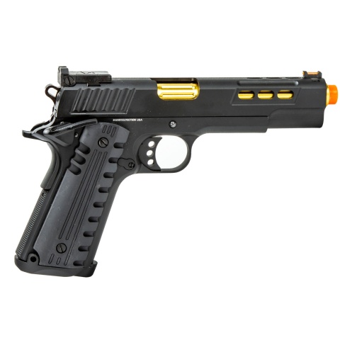 Golden Eagle 3368 OTS .45 Hi-Capa Gas Blowback Pistol w/ Slide Lightening Cuts (Color: Black / Gold Barrel)