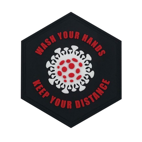 Hexagon PVC Patch Wash your hands, Keep your distance