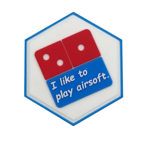 Hexagon PVC Patch I like to play airsoft Pizza