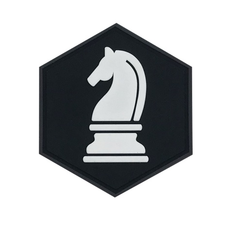 Hex PVC Patch White Knight Chess Piece