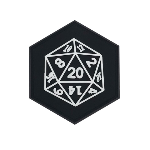 Hexagon PVC Patch D&D 20 Sided Die