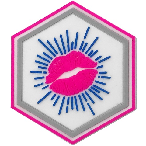 Hexagon PVC Patch Pink Kiss Lips