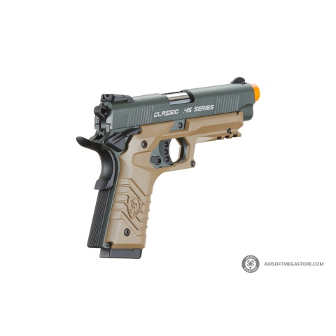 HFC Classic .45 Series Metal Green Gas Blowback Airsoft Pistol (Color: Black & Dark Earth)