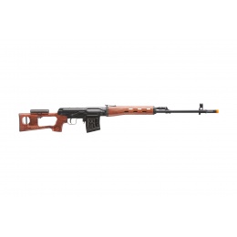 UK Arms Full Metal SVD Spring Rifle with Removable Cheek Rest (Color: Black & Faux Wood)