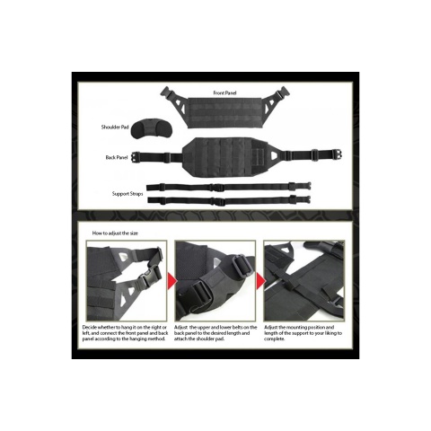 Laylax Cross Chest Lightweight Molle Bandolier Sling Rig (Color: Black)