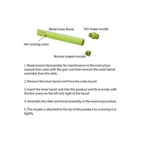 Laylax Hi-Capa 5.1 ZSRT Non-Recoiling 2-Way Outer Barrel (Color: ZSRT Zombie Green)