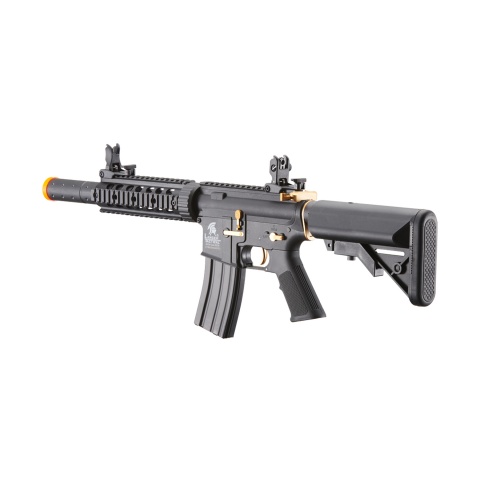 Lancer Tactical Gen 2 M4 SD Carbine Airsoft AEG Rifle with Gold Accents (Color: Black)