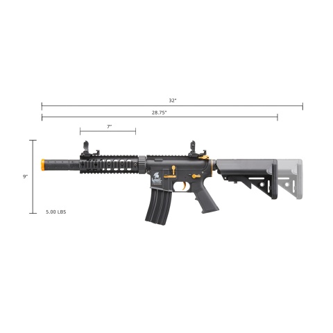 Lancer Tactical Gen 2 M4 SD Carbine Airsoft AEG Rifle with Gold Accents (Color: Black)