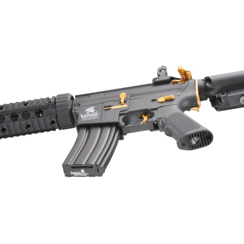 Lancer Tactical Gen 2 M4 SD Carbine Airsoft AEG Rifle with Gold Accents (Color: Black)