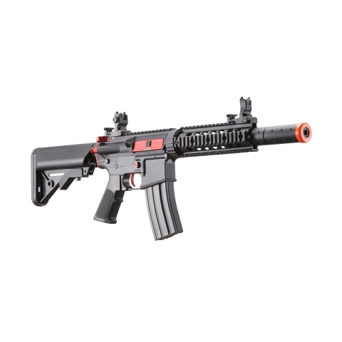 Lancer Tactical Gen 2 M4 SD Carbine Airsoft AEG Rifle with Red Accents - (Black)