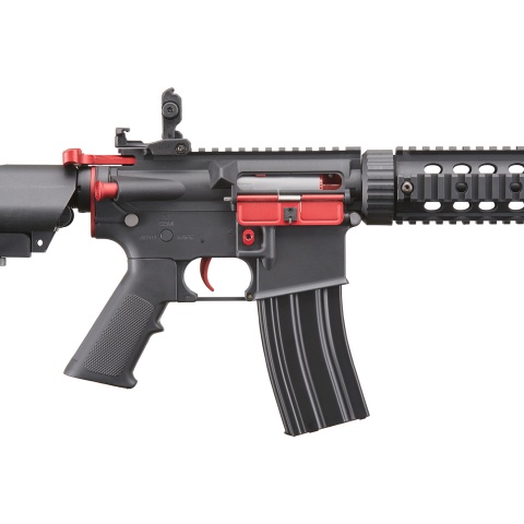 Lancer Tactical Gen 2 M4 SD Carbine Airsoft AEG Rifle with Red Accents - (Black)