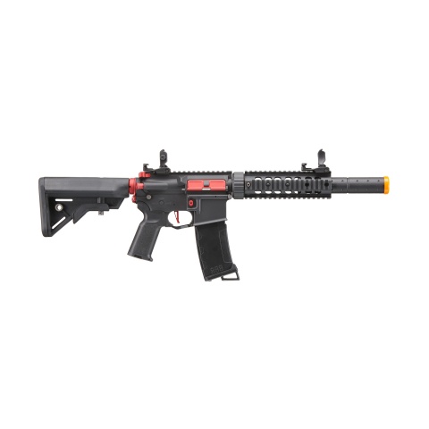 Lancer Tactical Gen 3 M4 Carbine SD AEG Airsoft Rifle with Mock Suppressor (Color: Black with Red Accents)