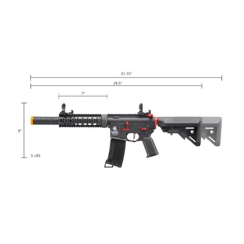 Lancer Tactical Gen 3 M4 Carbine SD AEG Airsoft Rifle with Mock Suppressor (Color: Black with Red Accents)