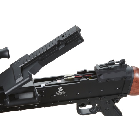 Lancer Tactical Full Metal M240W Airsoft AEG Squad Automatic Machine Gun with Box Magazine (Color: Black & Wood)