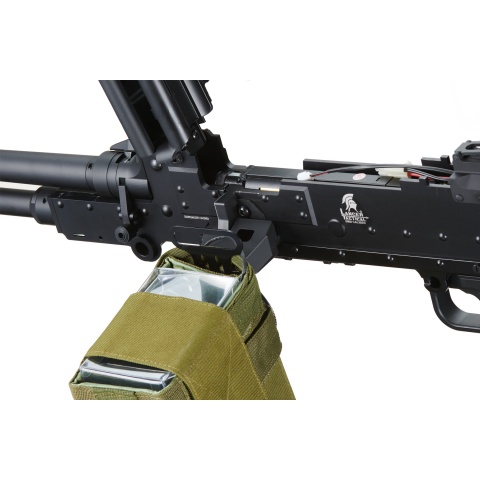 Lancer Tactical Full Metal M240W Airsoft AEG Squad Automatic Machine Gun with Box Magazine (Color: Black & Wood)