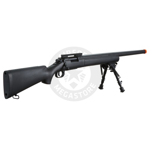 Lancer Tactical High FPS M24 Bolt Action Spring Powered Sniper Rifle w/ Bipod (Color: Black)