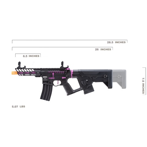 Lancer Tactical Low FPS Enforcer Needletail Skeleton M4 AEG Rifle with Alpha Stock (Color: Black & Purple)