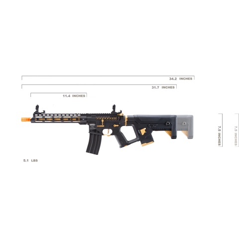 Lancer Tactical [Low FPS] Enforcer Blackbird Skeleton AEG w/ Alpha Stock (Color: Black and Gold)