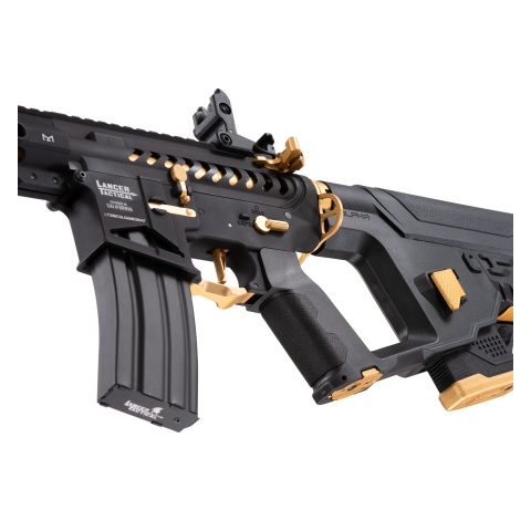 Lancer Tactical [Low FPS] Enforcer Blackbird Skeleton AEG w/ Alpha Stock (Color: Black and Gold)
