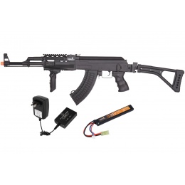 Lancer Tactical Folding Stock AK47 Airsoft AEG w/ Battery and Charger (Color: Black) 