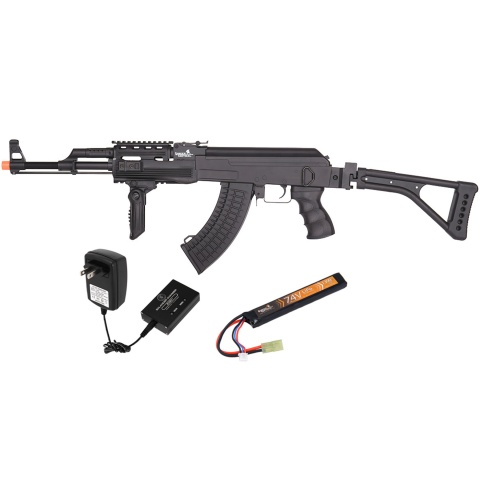Lancer Tactical Folding Stock AK47 Airsoft AEG w/ Battery and Charger (Color: Black) 