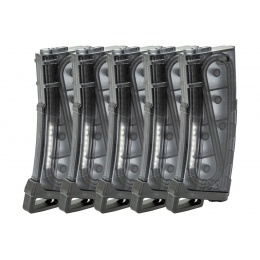 Lancer Tactical 130 Round High Speed Mid-Cap Magazine Pack of 5 (Color: Smoked)