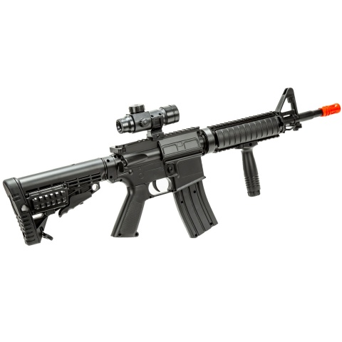 Well Fire Spring Powered Tactical M16A1 w/ Foregrip and Scope (Color: Black)