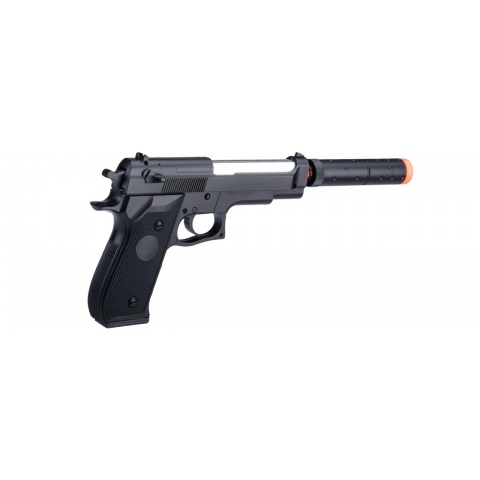 Double Eagle M22 Two Tone Spring Powered Airsoft Pistol w/ Mock Suppressor