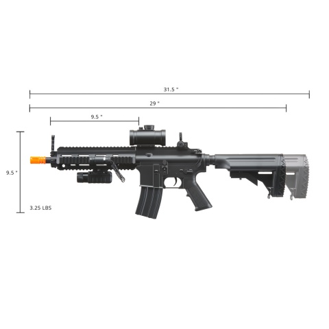 Double Eagle M804A2 LPEG Airsoft Gun with Red Dot Sight and PEQ Box - (Black)