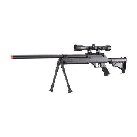 Well Fire MB06 Airsoft Bolt Action Sniper Rifle w/ Scope & Bipod (Color: Black)