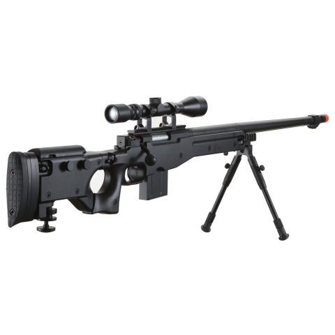 UK Arms Airsoft L96 Bolt Action Fluted Scope Rifle w/ Bipod - BLACK