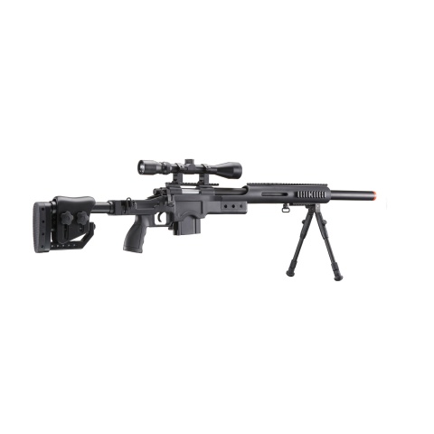 WellFire MB4410 Bolt Action Sniper Rifle w/ Scope and Bipod - BLACK