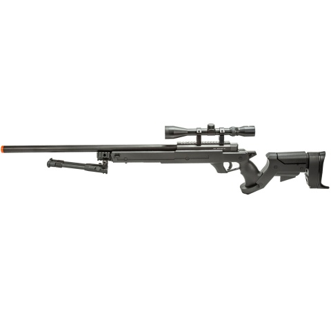 WellFire MBG22BAB Bolt Action Gas Powered Sniper Rifle w/ Scope and Bipod (Color: Black)