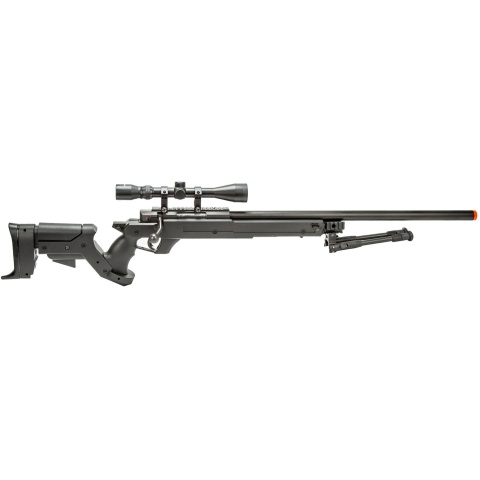 WellFire MBG22BAB Bolt Action Gas Powered Sniper Rifle w/ Scope and Bipod (Color: Black)