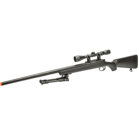 WellFire MBG23BAB Bolt Action Gas Powered Sniper Rifle w/ Bipod and Scope (Color: Black)