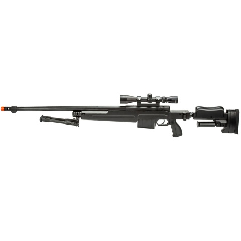 WellFire MBG86B Bolt Action Gas Powered Airsoft Sniper Rifle w/ Scope and Bipod (Color: Black)