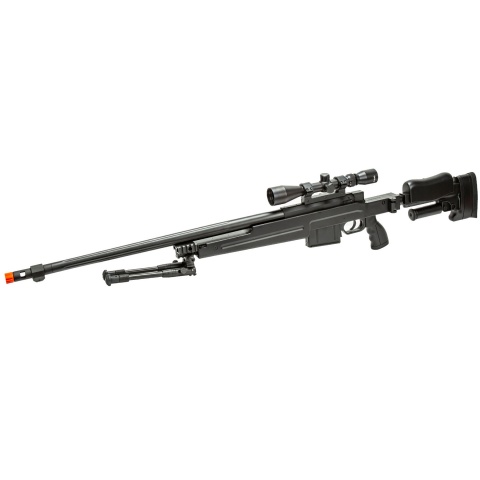 WellFire MBG86B Bolt Action Gas Powered Airsoft Sniper Rifle w/ Scope and Bipod (Color: Black)
