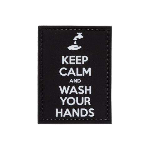 Keep Calm and Wash Your Hands PVC Patch (Color: Black)