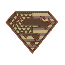 US Flag Superman Shield PVC Patch (Color: Coyote Tan)