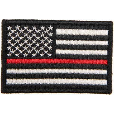 Embroidered Forward US Flag Patch w/ Red Line (Color: Black)