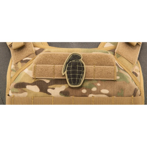 Embroidered Grenade Shape Patch w/ Green Background