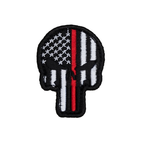 Embroidered Patriot Punisher US Flag PVC Patch w/ Thin Red Line