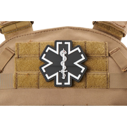Medic Paramedic EMS EMT Medical Star of Life PVC Morale Patch (Color: Gray)