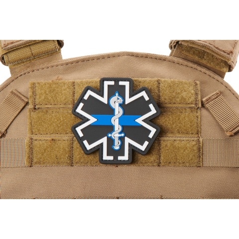 Medic Paramedic EMS EMT Medical Star of Life PVC Morale Patch w/ Blue Line