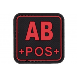 Squared AB Positive Blood Type PVC Patch (Color: Black and Red)