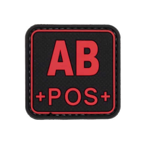 Squared AB Positive Blood Type PVC Patch (Color: Black and Red)