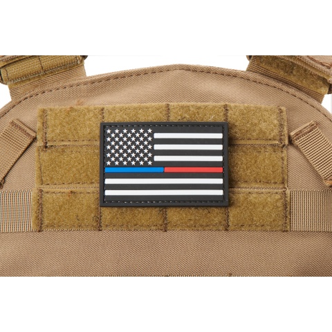 US Flag with Blue and Red Line PVC Morale Patch