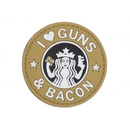 I Heart Guns & Bacon PVC Patch (Color: Tan)