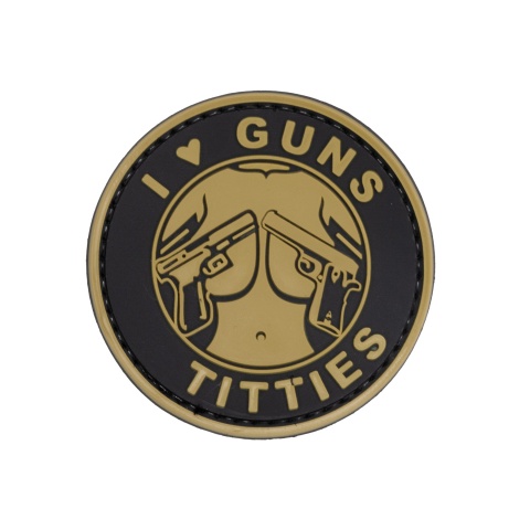 I Heart Guns & Titties PVC Patch (Color: Tan)